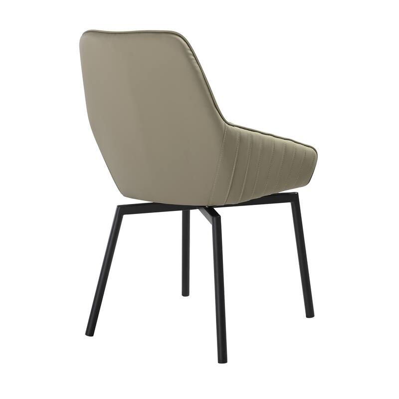 Shilo Faux Leather Upholstered Swivel Dining Chairs with Black Legs - Set of 2
