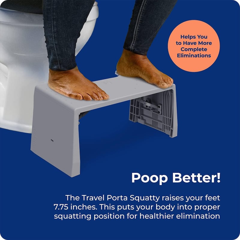 Squatty Potty Porta Traveler Foldable Toilet Stool for Travel, 7 Inch Portable Bathroom Step Stool Squat - Gray