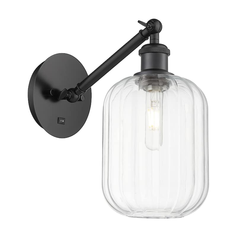 Innovations Lighting 317-1W-12-7 Preston Sconce Preston 12" Tall Wall - Matte Black / Clear