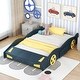 preview thumbnail 8 of 10, Twin/ Full Size Race Car-Shaped Bed Frame with Wheels and Storage, Wooden Platform Bed Frame for Kids, Teens