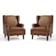 Upholstered Nailhead Trim Armchair Wingback Accent Chairs Set of 2