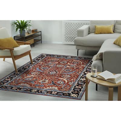 Handknotted Wool RED / NAVY Traditional Classic Bijar Collection Rug