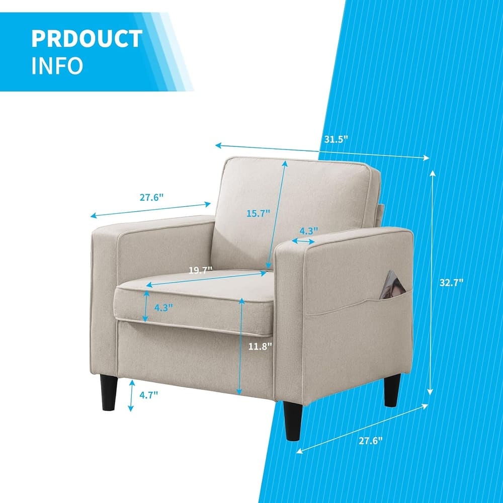 Mixoy Convertible Living Room Furniture Set-Single Sofa/Loveseat/3-Seat Sofa with Ottoman for DIY Combination