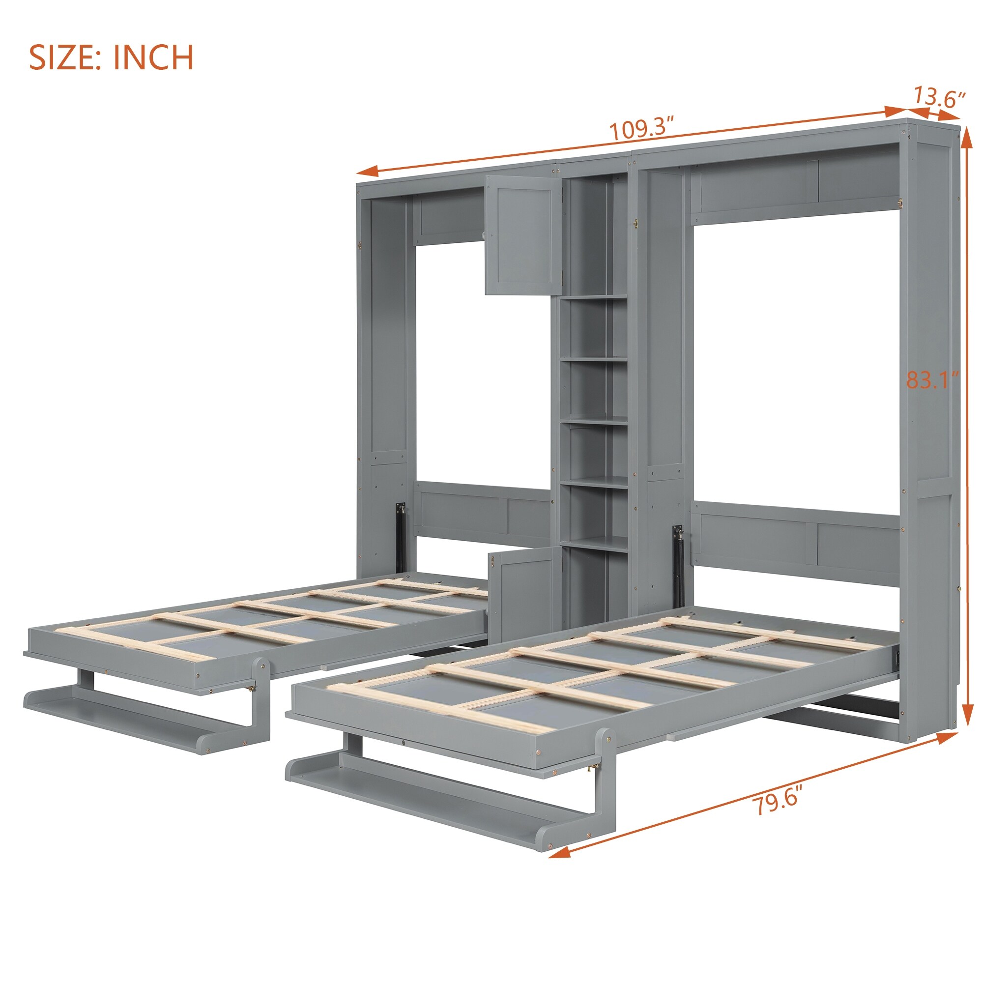 Space-Saving Dual Twin Murphy Bed System with Built-In Cabinets