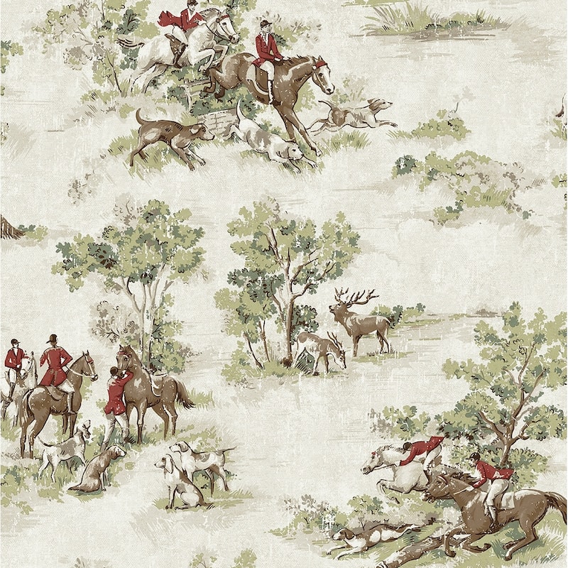 Harry & Grace Horse Race Peel and Stick Wallpaper - 20.5 in W x 18 ft. L - Rosemary & Garnet