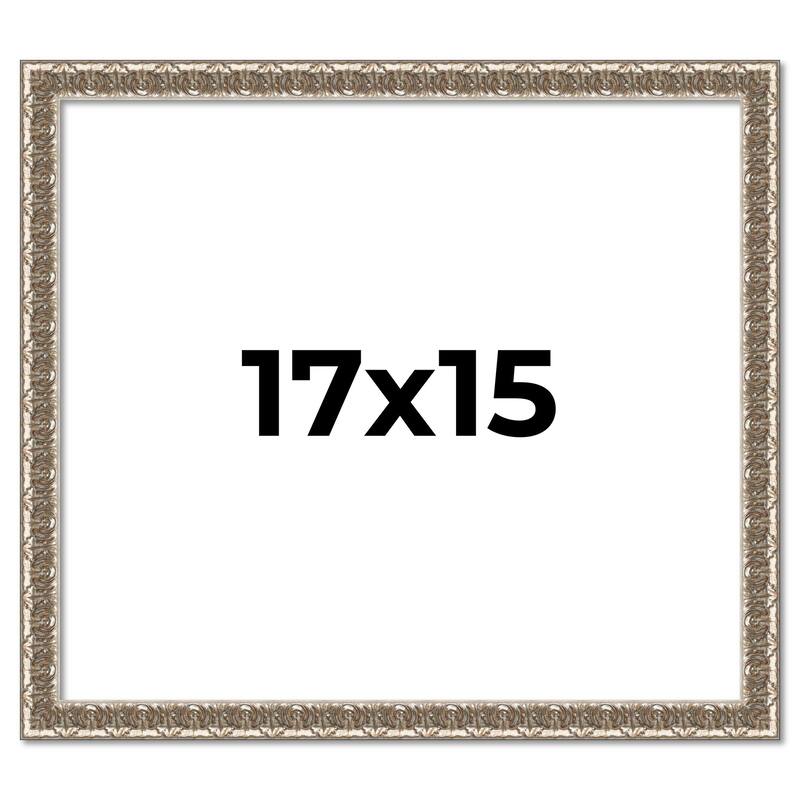 17x15 Frame Silver Versailles Ornate Solid Wood Picture Frame | 1 Inch