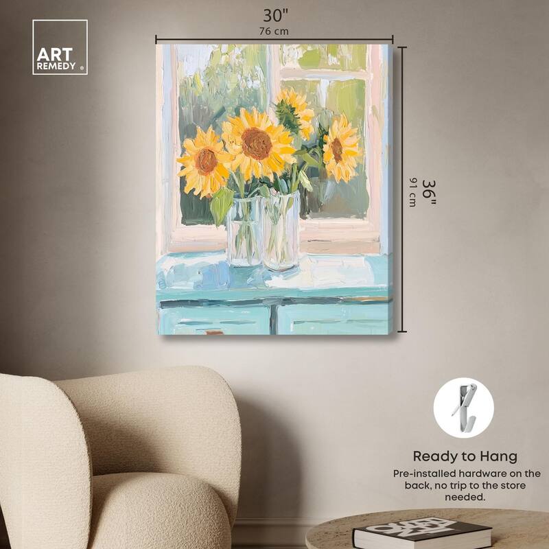 Sunflower Quartet Canvas by Art Remedy, Gallery Wrapped