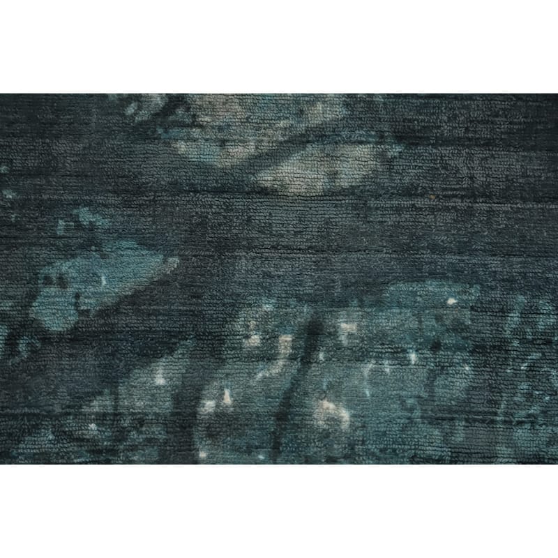 Hand-knotted Modern Silk Green Abstract Oriental Area Rug - 7' 11'' X 4' 11''