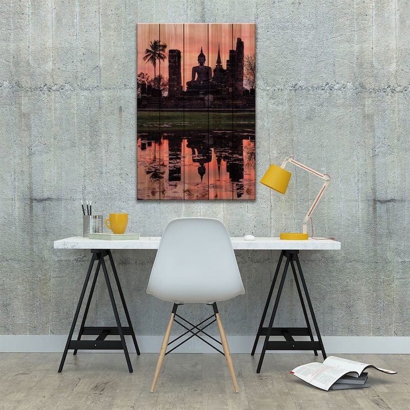 Wat Mahathat Temple, Thailand Print On Wood by Matteo Colombo - Multi-Color