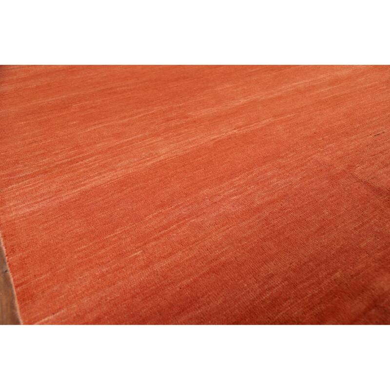 Orange Modern Gabbeh Oriental Area Rug Handmade Stripe Wool Carpet - 4'10" x 6'5"