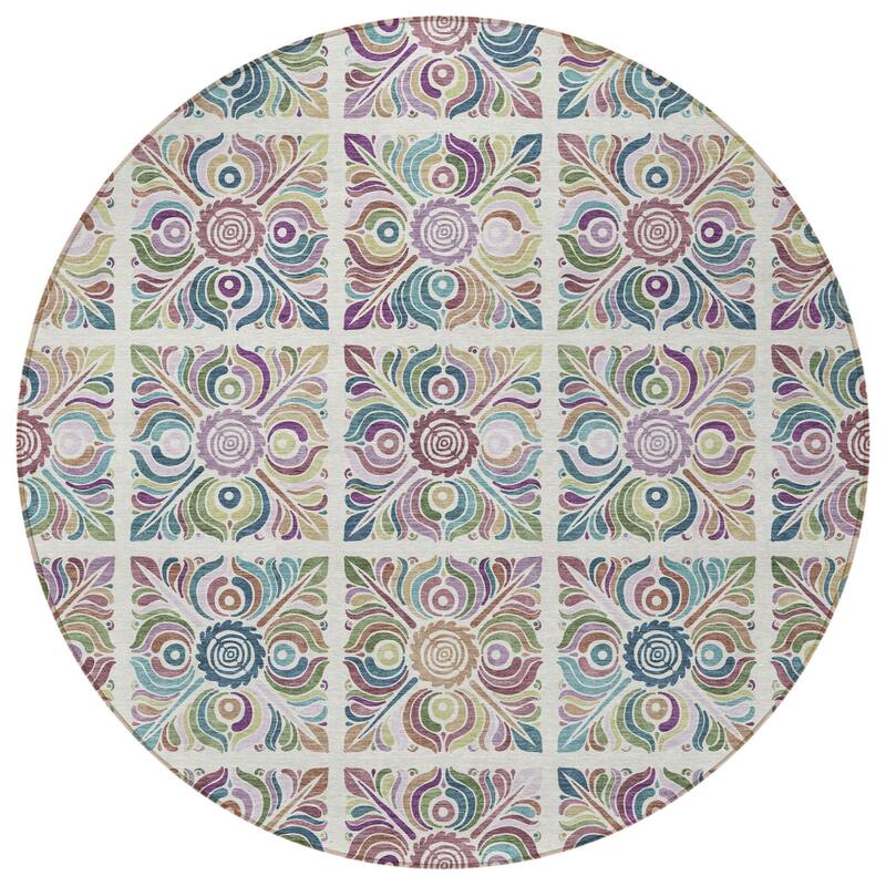 HomeRoots Medallion Transitional Rectangle Outdoor Rug