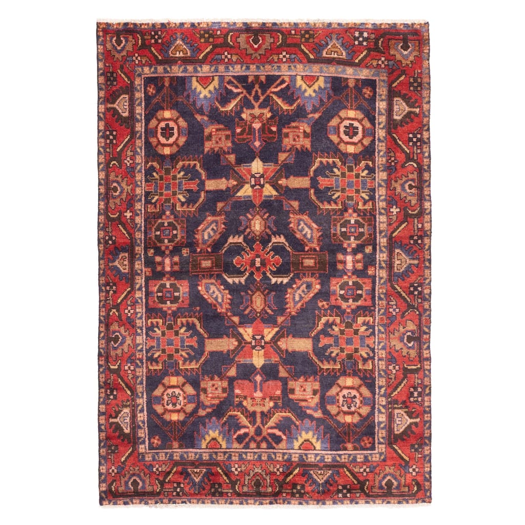 ECARPETGALLERY Hand-knotted Andelz Dark Navy Wool Rug - 4'4 x 6'5