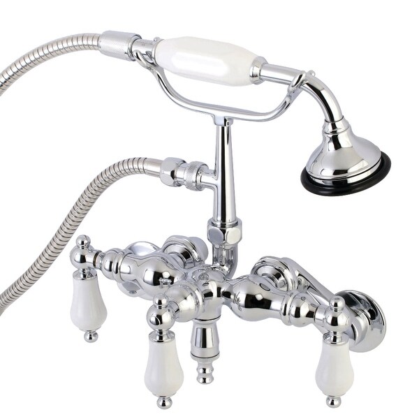 Kingston Brass AE422T Vintage Wall Mounted Clawfoot Tub Filler with Built-In Diverter and Ceramic Lever Handles