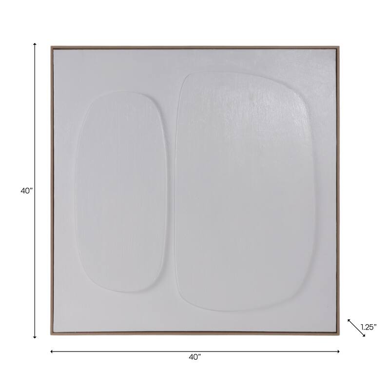 Canvas Wall Art Abstract 3D Framed Modern Decor - 40" White