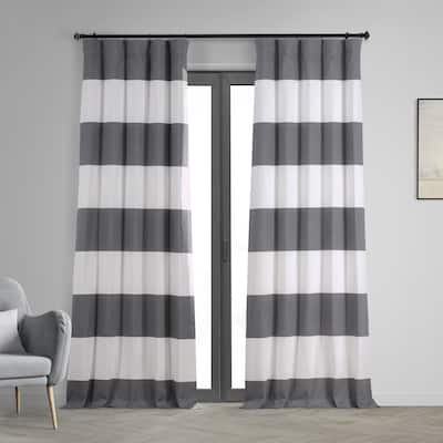 Exclusive Fabrics Horizontal Stripe Cotton Hotel Blackout Curtain (1 Panel)