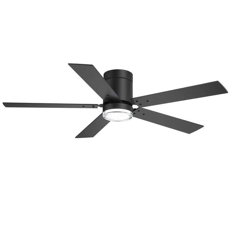 52" Reversible 5-Blade Flush Mount Ceiling Fan with LED Light and Remote