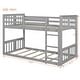 preview thumbnail 18 of 26, Twin Over Twin Floor Bunk Bed with Ladder, Solid Wood Bunk Bed Frame with Full-Length Guardrail, Detachable into 2 Separate Beds