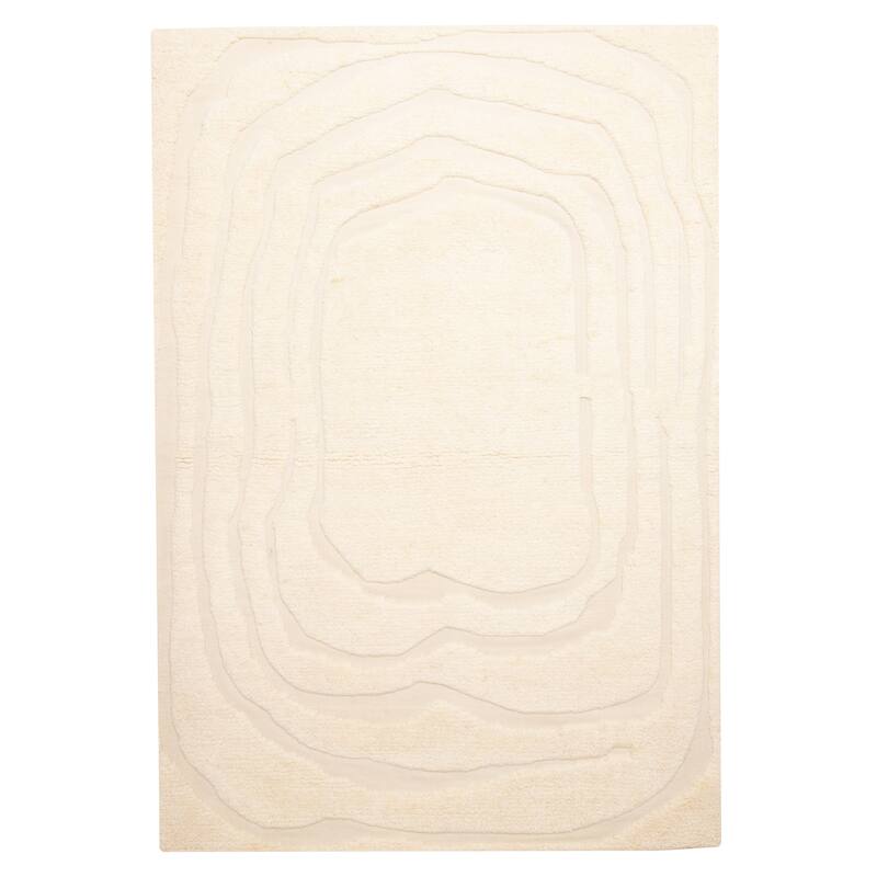 ECARPETGALLERY Hand-knotted Tangier Cream Wool Rug - 5'6 x 7'11