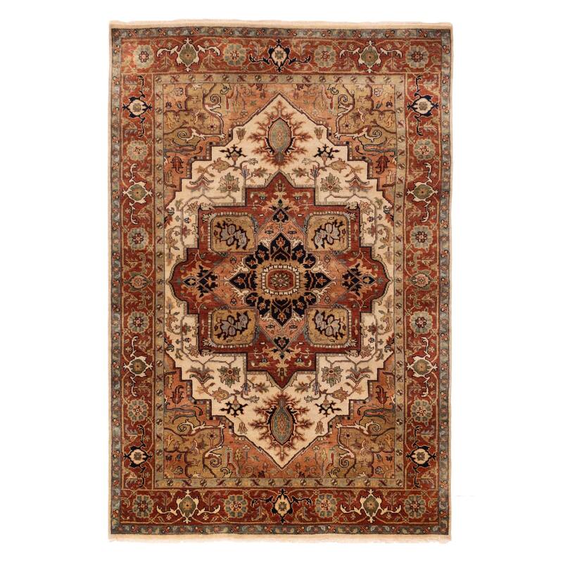 ECARPETGALLERY Hand-knotted Jules Sultane Ivory Wool Rug - 5'9 x 8'8