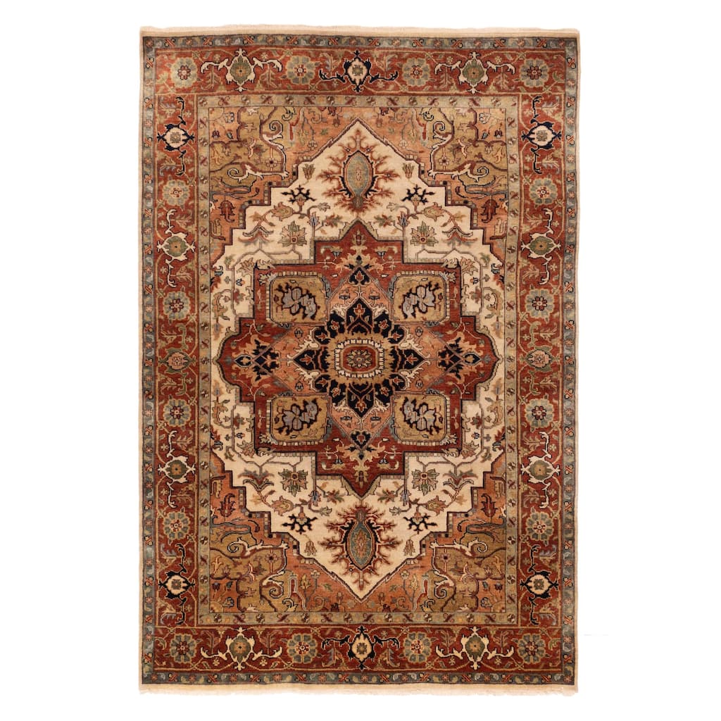 ECARPETGALLERY Hand-knotted Jules Sultane Ivory Wool Rug - 5'9 x 8'8