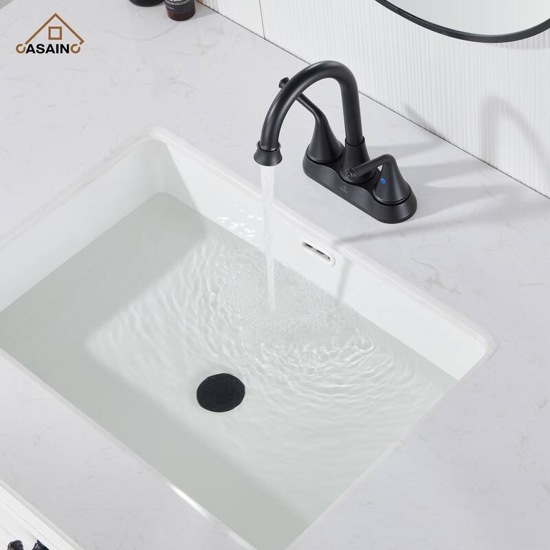 4 in. Centerset Double Handle Bathroom Faucet with Drain Kit Included