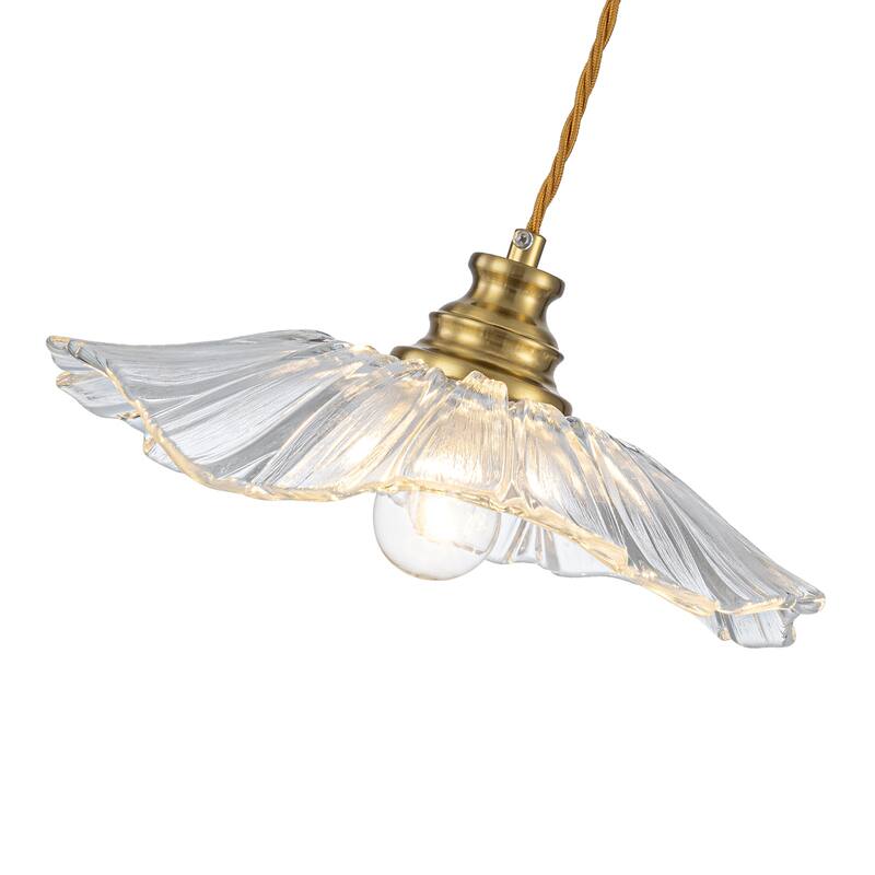 11" Flower-Shaped Red & White Gradient Glass Pendant Light Modern - Dia.11.02-in