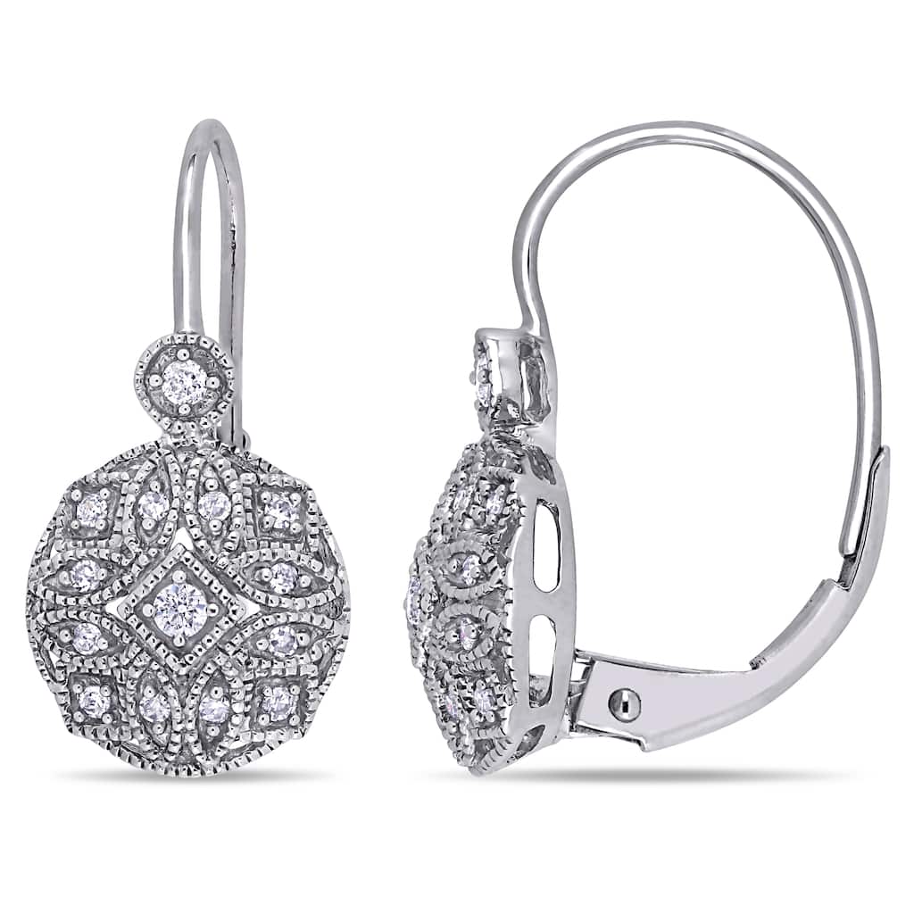 Miadora 14k White Gold 1/6ct TDW Diamond Earrings - 19.7 mm x 9.6 mm x 14 mm - 19.7 mm x 9.6 mm x 14 mm