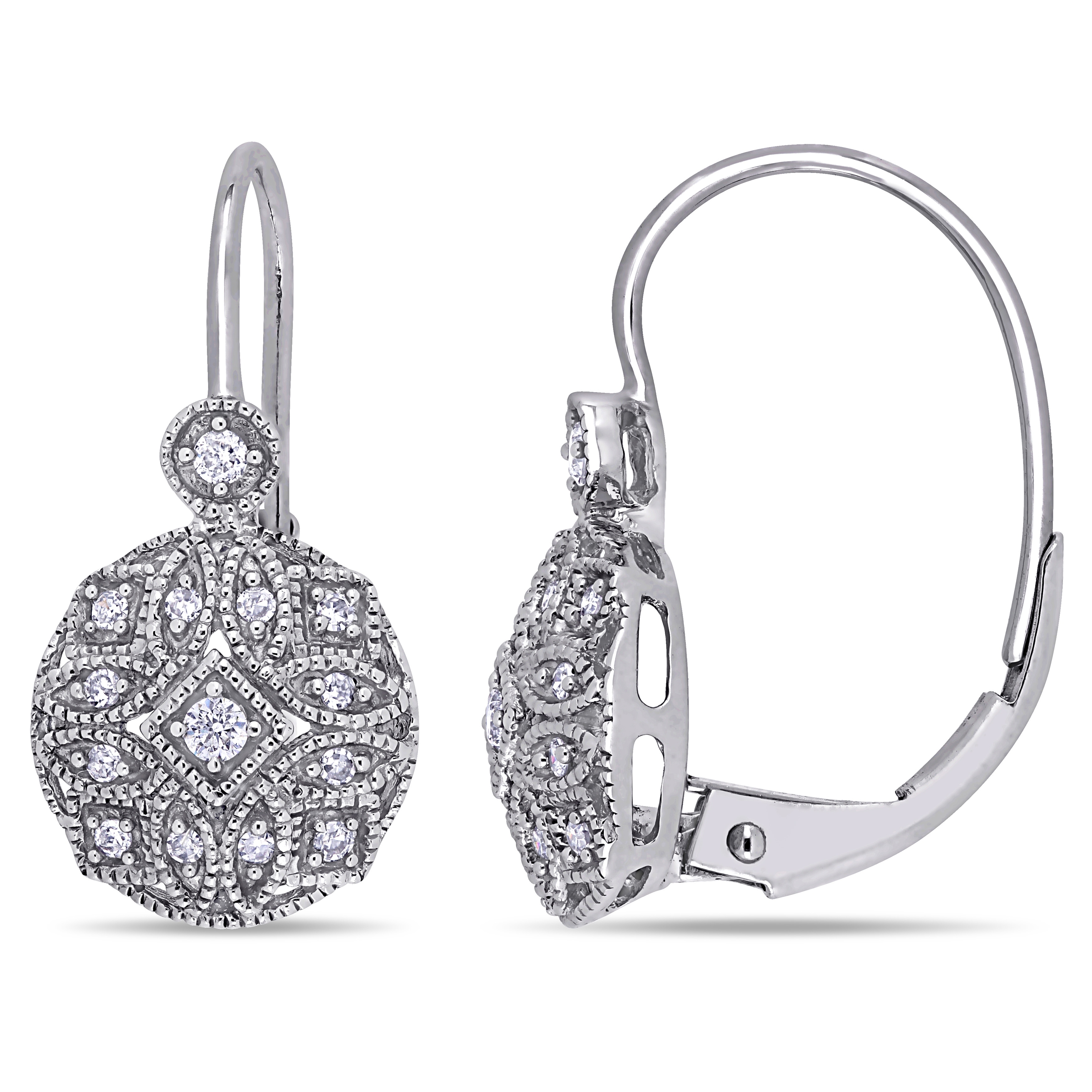 Miadora 14k White Gold 1/6ct TDW Diamond Earrings - 19.7 mm x 9.6 mm x 14 mm - 19.7 mm x 9.6 mm x 14 mm