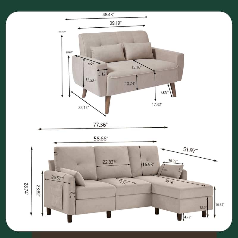 3 Pieces Living Room Sets