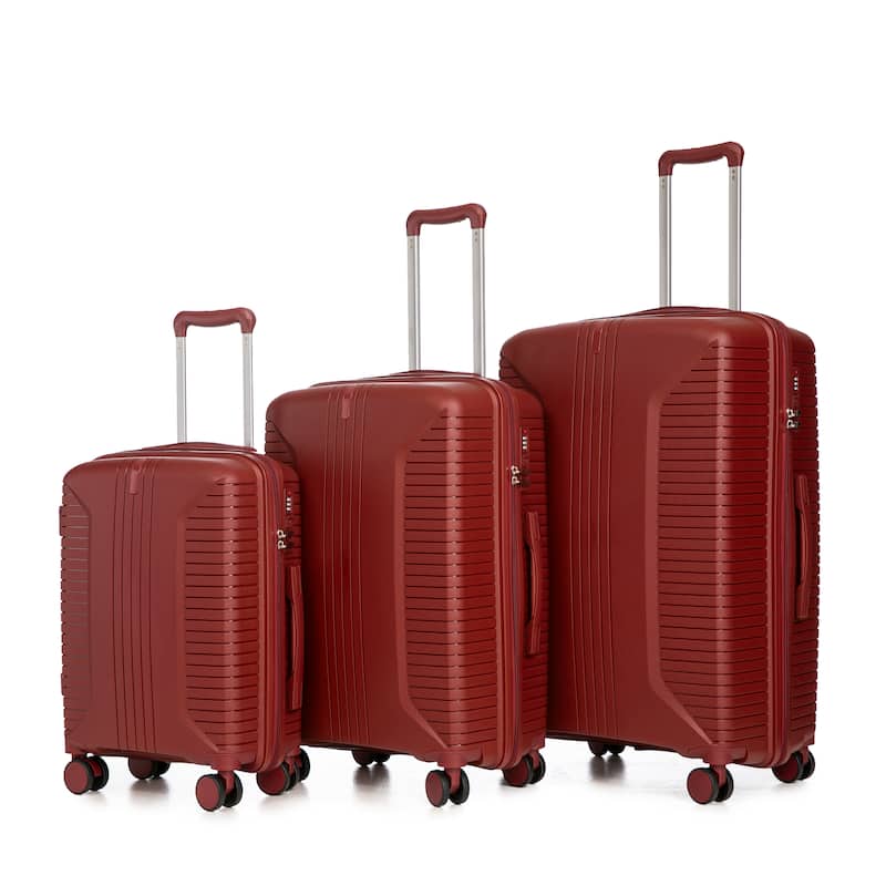 3-Piece, Modern Luggage Sets, Multi-functional Luggage with Spinner Spinner and Combination Lock, for Boarding Travel, Red - Red