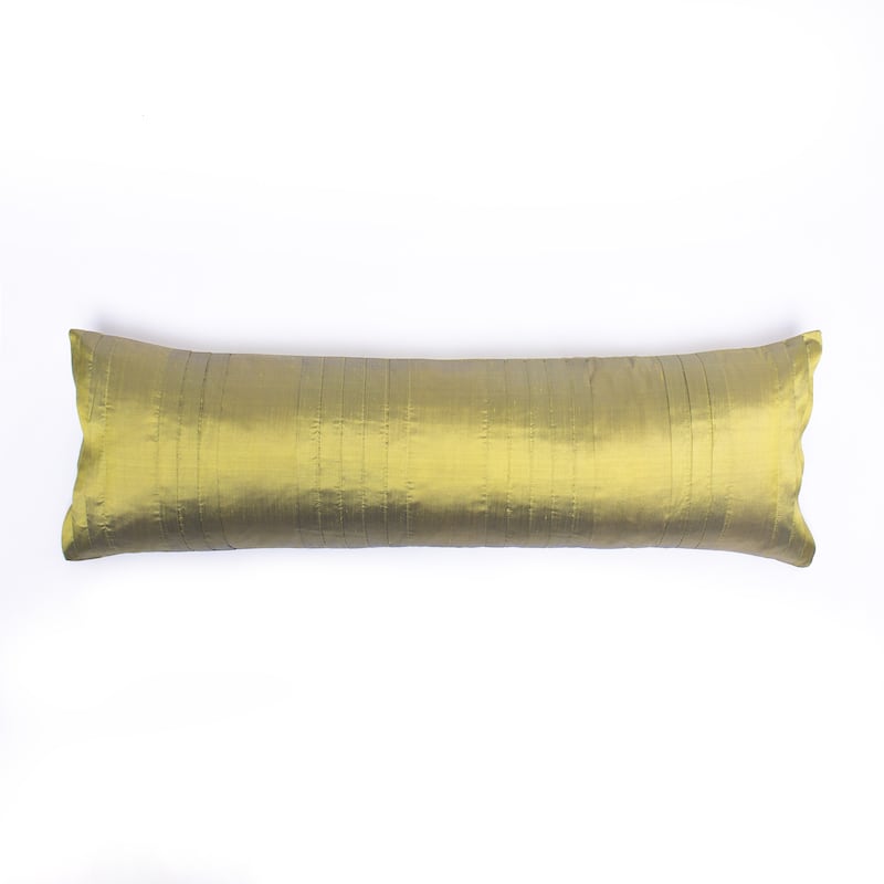 Royce Dupioni Silk Extra Long Bolster Pillow - Green-Yellow