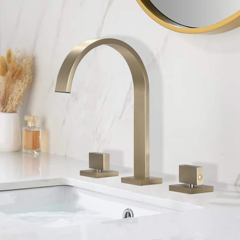 9.8"H Solid Brass Widespread 2-handle Bathroom Sink Faucet