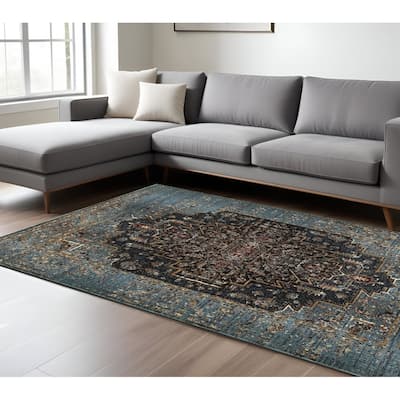 HomeRootsMedallion Traditional Rectangle Area Rug - 153.54' X '118.11' X '0.35