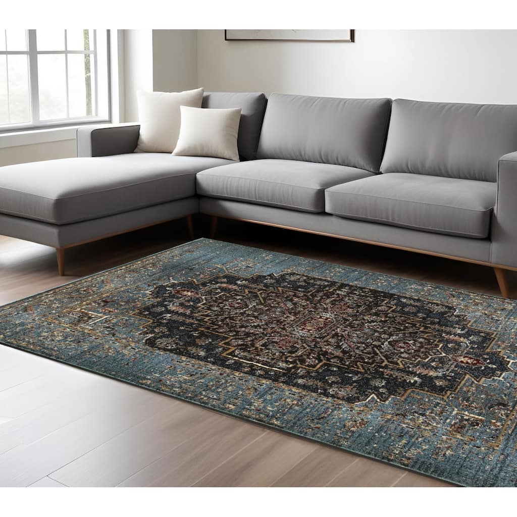 HomeRootsMedallion Traditional Rectangle Area Rug - 153.54' X '118.11' X '0.35