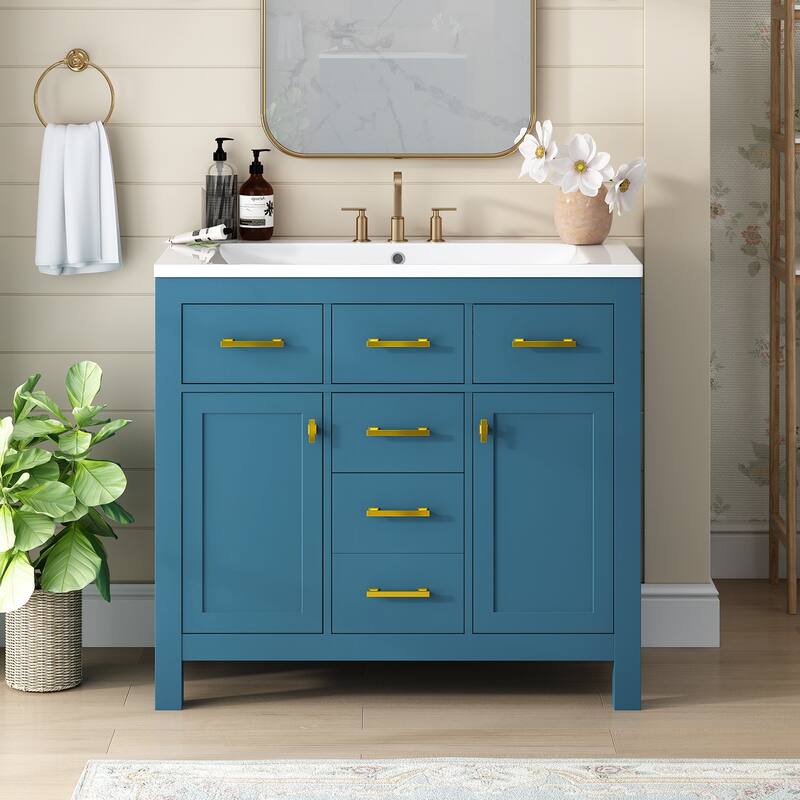 Storage Cabinet for Bathroom Vanity Set with 4 Drawers and 2 Cabinets