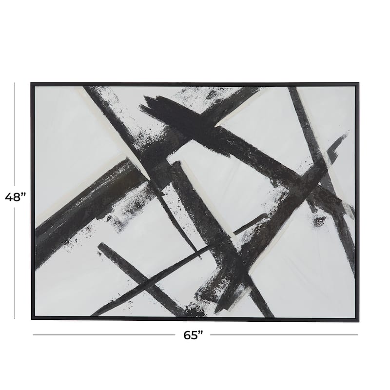 Black Polystone Contemporary Abstract Framed Wall Art