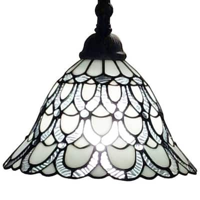HomeRoots 62" Brown Traditional Shaped Floor Lamp With White Stained Glass Bowl Shade - 11