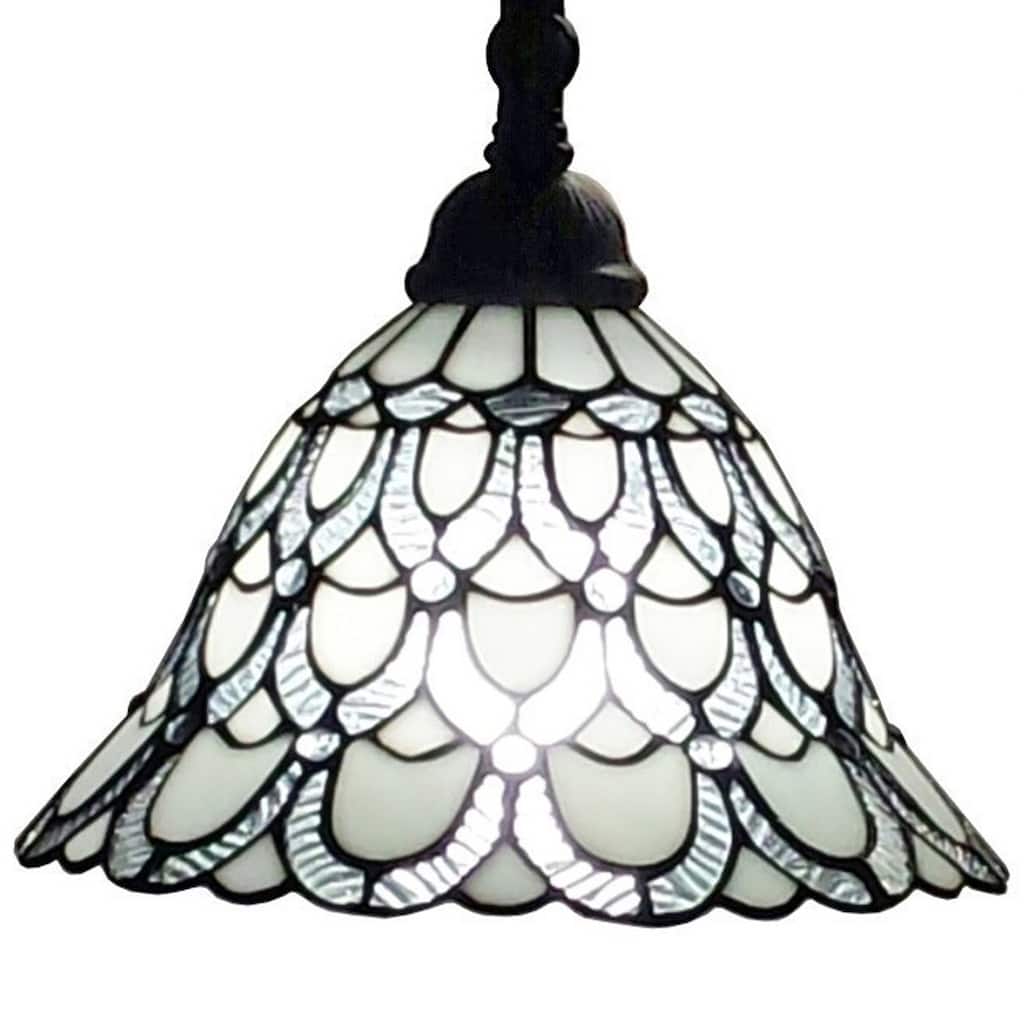 HomeRoots 62" Brown Traditional Shaped Floor Lamp With White Stained Glass Bowl Shade - 11