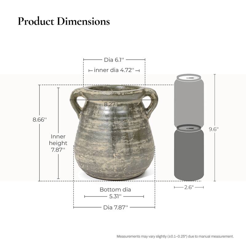 Rustic Farmhouse Brown Jug Terracotta Vase (Single)