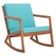 preview thumbnail 26 of 89, SAFAVIEH Outdoor Patio Furniture Vernon Rocking Chair w/ Cushion - 25.6" W x 37.7" D x 30.7" H Natural/Aqua