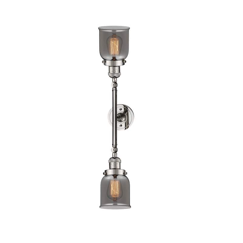 Innovations Lighting Small Bell 2 Light 23" Wide Bathroom Vanity Light - Polished Nickel / Plated Smoked