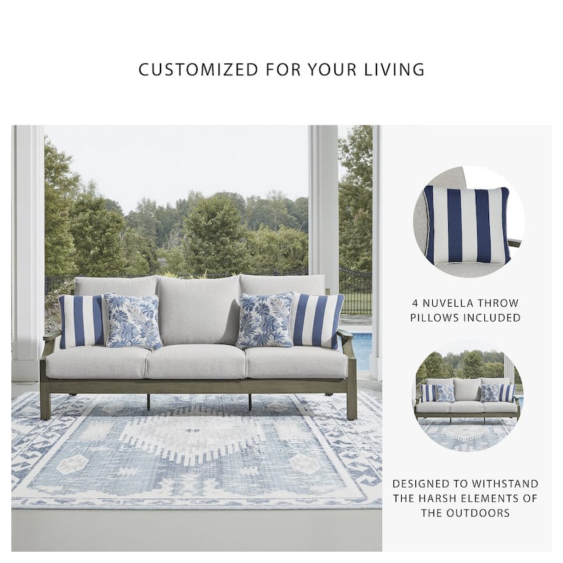 Signature Design by Ashley Rainier Ranch Brown/Beige Outdoor Sofa with Cushion - 89.25" W x 36.25" D x 42" H