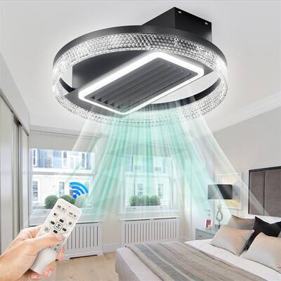 20" 6 Gear Wind Speed Bladeless Ceiling Fan Lights w/ Remote Dimmable