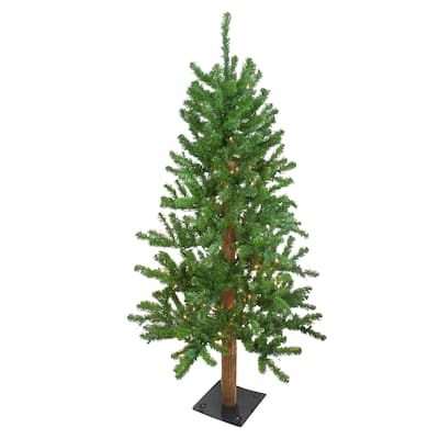 Pre-Lit Medium Alpine Artificial Christmas Tree - 4' - Clear Lights - 4 Foot