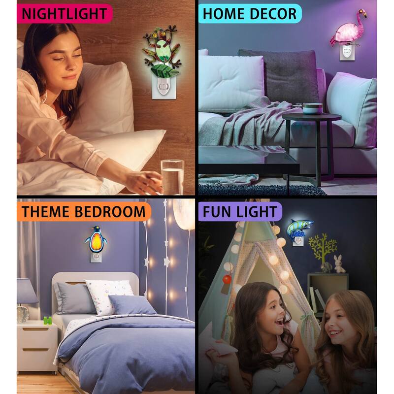 CoTa Global Ocean Life Metal Glass Night Lights with Switch - 4 Pieces