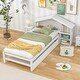 preview thumbnail 11 of 16, Twin Bed with Roofed Bookcase Headboard and Pull-Out Trundle