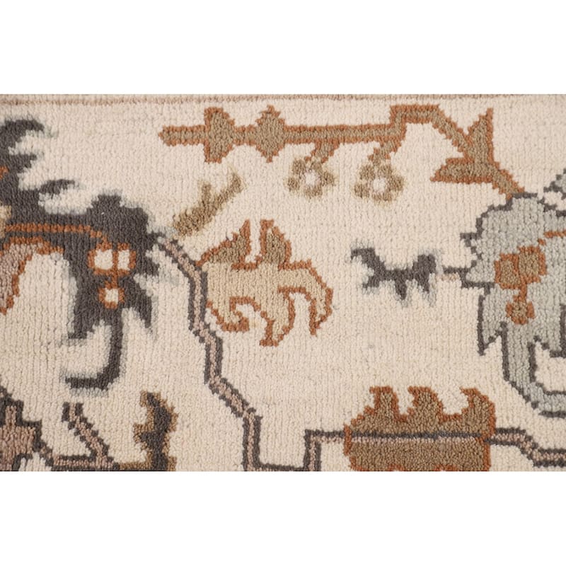 All-Over Floral Oushak Indian Area Rug Hand-Knotted Wool Carpet - 7'10"x 10'3"