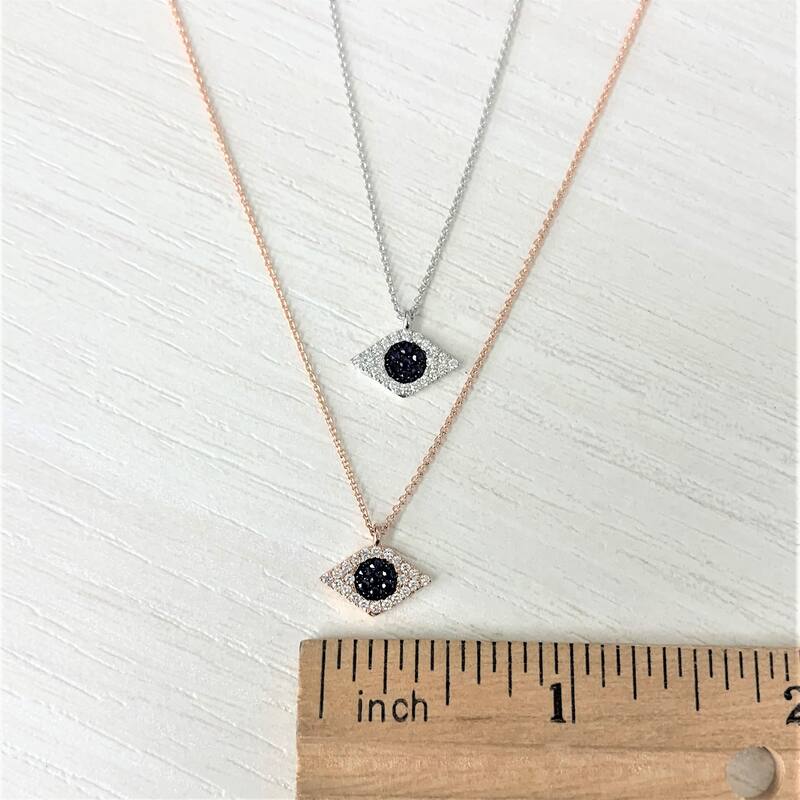 Joelle Evil Eye Necklace Diamond & Sapphire 14k Gold 1/10 ct TDW Gift for Her