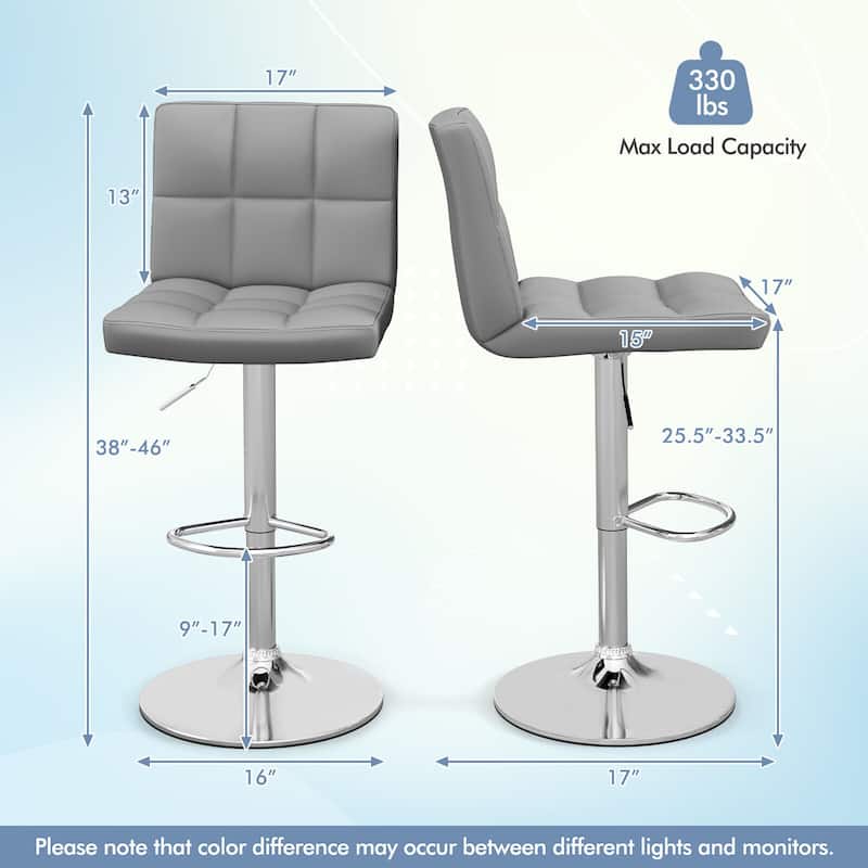 Gymax Set of 4 Adjustable Swivel Bar Stool Counter Height Bar Chair PU