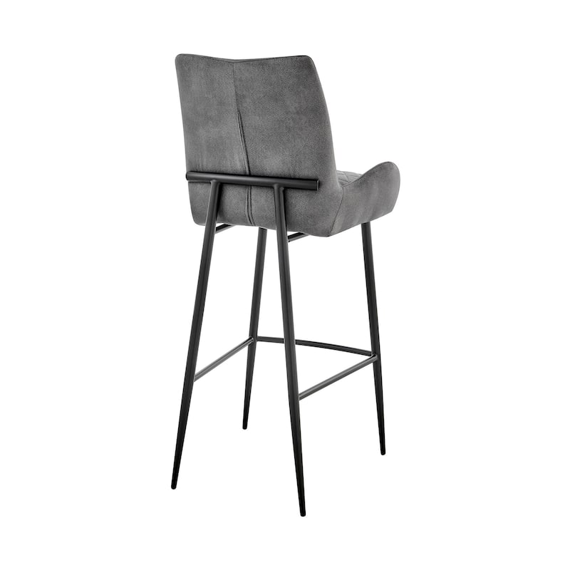 31" Seat Height Charcoal Upholstered Bar Chair with Full Back and Footrest Metal Frame for Kitchen - 42"H x 20"W x 21"D